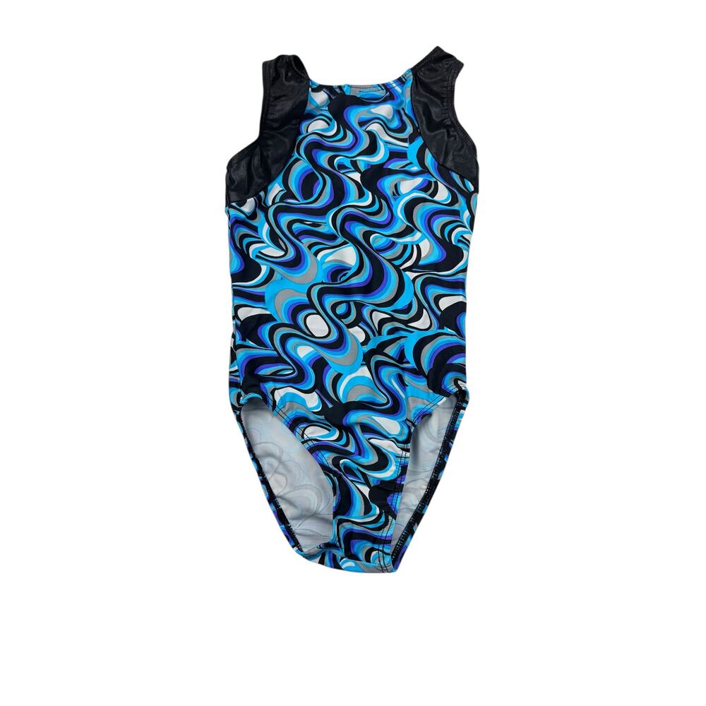 Destira Girls Blue Pattern Gymnastics Leotard Leo